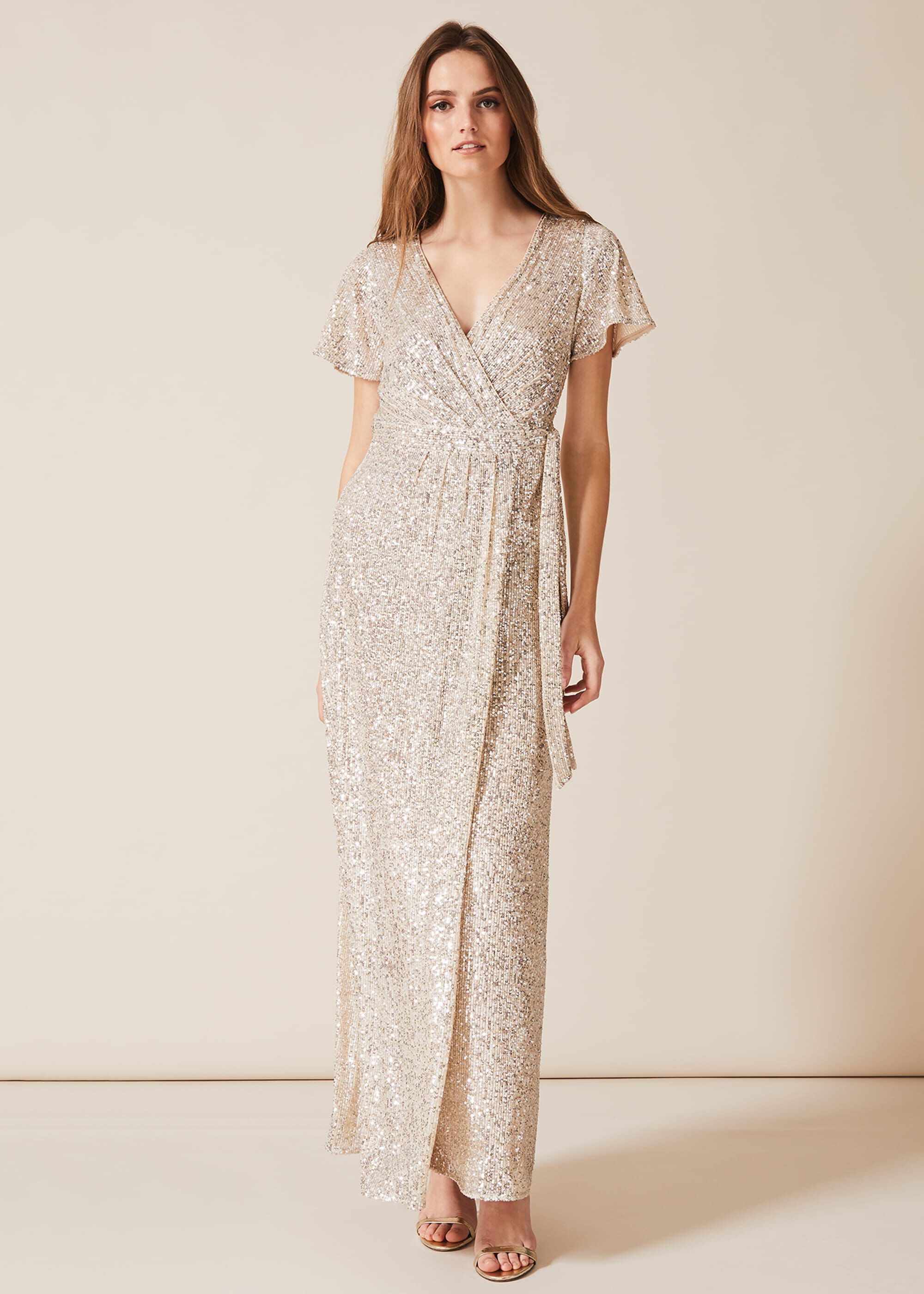 Amily Sequin Wrap Dress | Phase Eight